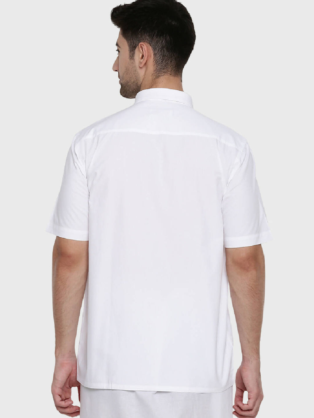 Ramraj Cotton Mens Half Sleeve Formal Poly Cotton White Shirt | Grocsy