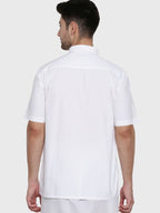 Ramraj Cotton Mens Half Sleeve Formal Poly Cotton White Shirt | Grocsy