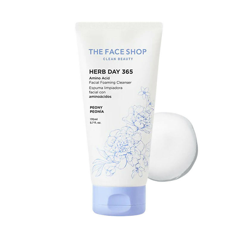 The Face Shop Herb Day Amino Acid Face Wash, Gentle Cleanser that Exfoliates & Brighten Skin - Korean Skincare | Grocsy