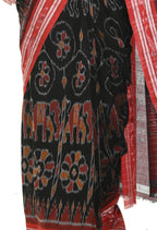 Vamika Sambalpuri Ikat Cotton Dehabandha Tribal Maroon & Orange Saree | Grocsy