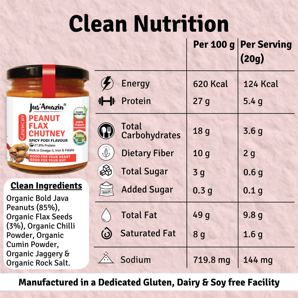 Jus Amazin Peanut Flax Chutney | Grocsy