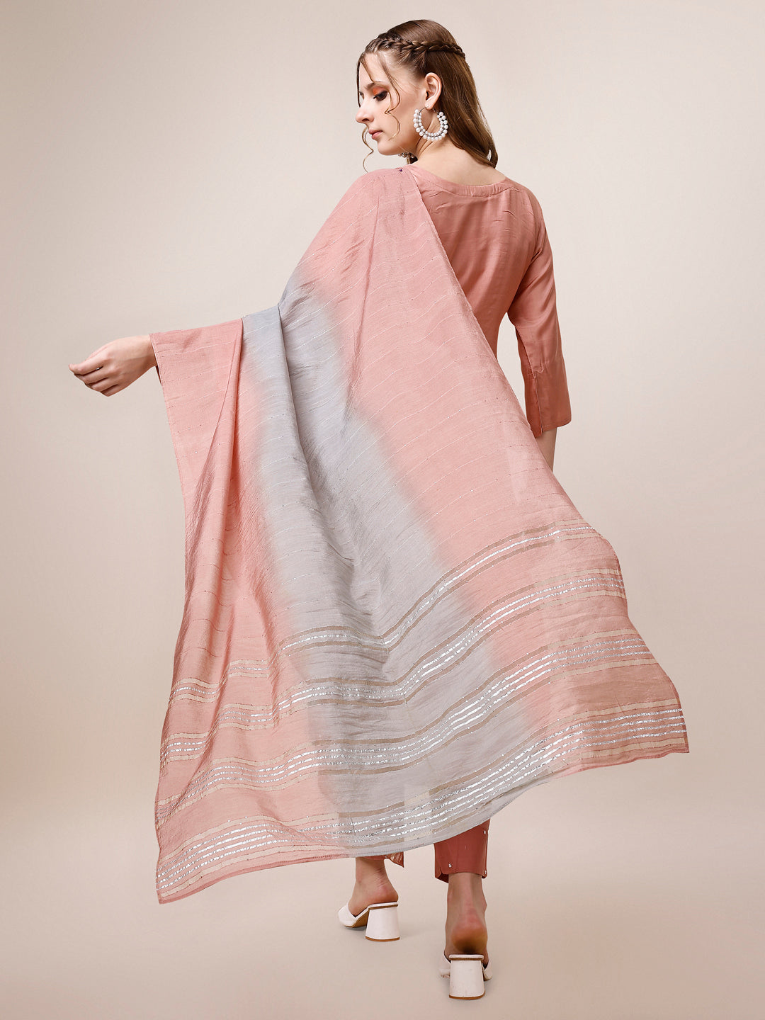 Embroidered Kurta With Pant And Dupatta Set, Multicolor - Hiral Fashion | Grocsy