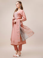 Embroidered Kurta With Pant And Dupatta Set, Multicolor - Hiral Fashion | Grocsy
