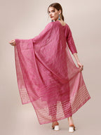 Embroidered Kurta With Pant And Dupatta Set, Multicolor - Hiral Fashion | Grocsy