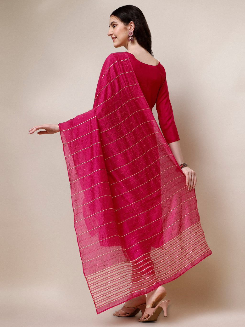 Embroidered Kurta With Pant & Dupatta Set, Multicolor - Hiral Fashion | Grocsy