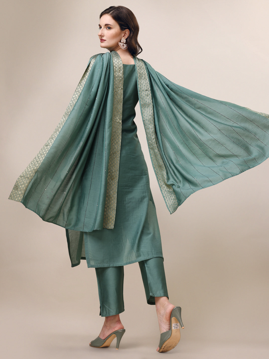 Hand Embroidered Hand Work Kurta With Pant & Dupatta Set, Multicolor - Hiral Fashion | Grocsy