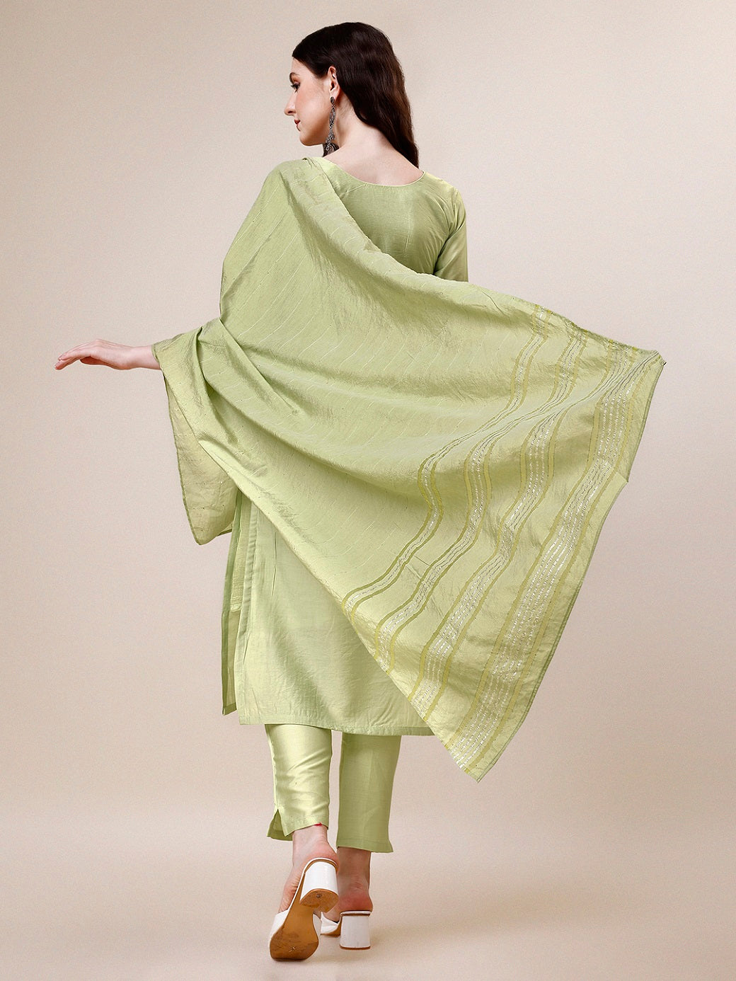 Embroidered Kurta With Pant And Dupatta Set, Multicolor - Hiral Fashion | Grocsy