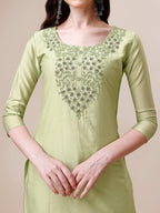 Embroidered Kurta With Pant And Dupatta Set, Multicolor - Hiral Fashion | Grocsy