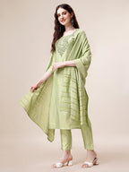 Embroidered Kurta With Pant And Dupatta Set, Multicolor - Hiral Fashion | Grocsy