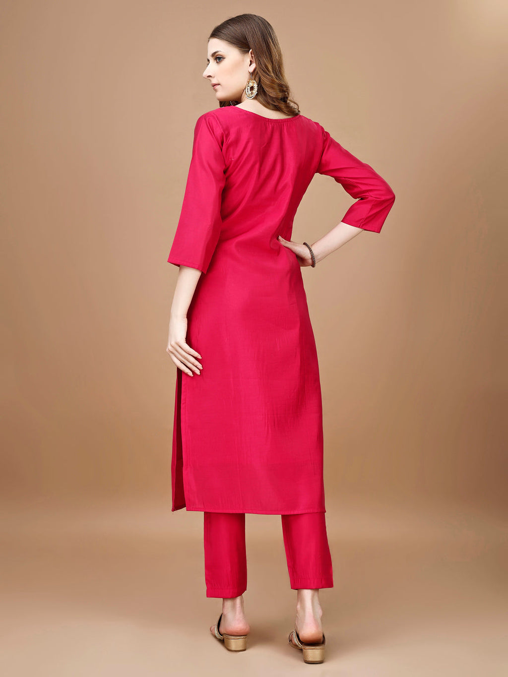 Hand Embroidered Kurta With Pant & Banarasi Dupatta Premium, Multicolor - Hiral Fashion | Grocsy