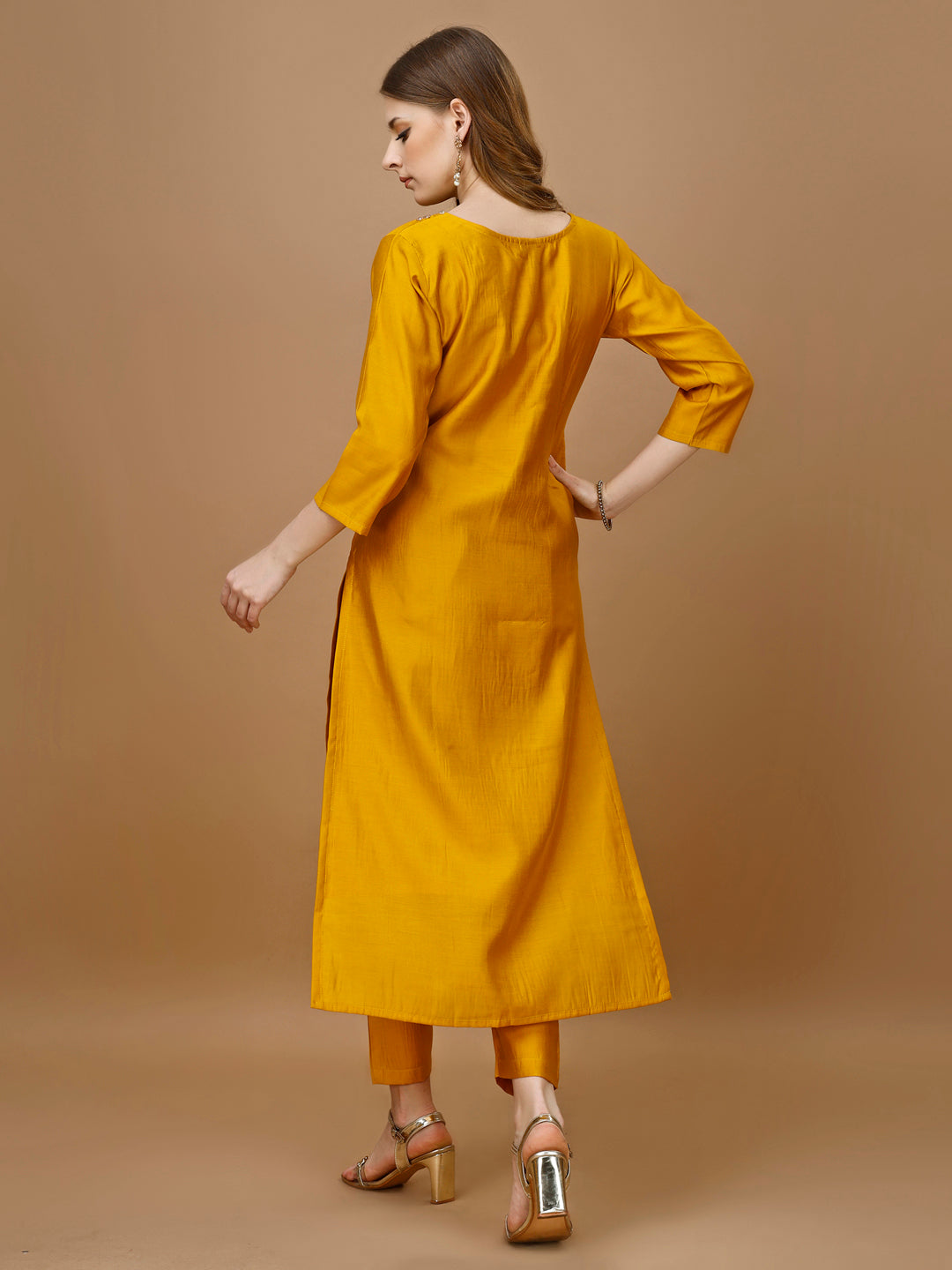 Hand Embroidered Kurta With Pant & Banarasi Dupatta Premium, Multicolor - Hiral Fashion | Grocsy