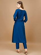 Hand Embroidered Kurta With Pant & Banarasi Dupatta Premium, Multicolor - Hiral Fashion | Grocsy