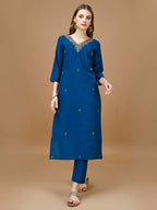 Hand Embroidered Kurta With Pant & Banarasi Dupatta Premium, Multicolor - Hiral Fashion | Grocsy