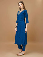 Hand Embroidered Kurta With Pant & Banarasi Dupatta Premium, Multicolor - Hiral Fashion | Grocsy