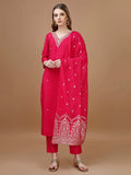 Hand Embroidered Kurta With Pant & Banarasi Dupatta Premium, Multicolor - Hiral Fashion | Grocsy