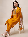 Hand Embroidered Kurta With Pant And Dupatta Set, Multicolor - Hiral Fashion | Grocsy