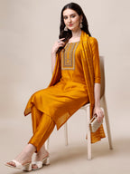 Hand Embroidered Kurta With Pant And Dupatta Set, Multicolor - Hiral Fashion | Grocsy