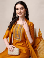 Hand Embroidered Kurta With Pant And Dupatta Set, Multicolor - Hiral Fashion | Grocsy