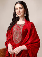 Hand Embroidered Kurta With Pant And Dupatta Set, Multicolor - Hiral Fashion | Grocsy