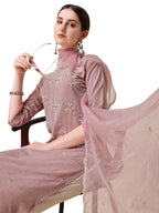 Embroidered Kurta With Moti Embellished Pant And Dupatta Set, Multicolor - Hiral Fashion | Grocsy
