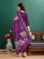 Hand Embroidered Kurta With Pant & Organza Printed Dupatta Premium, Multicolor - Hiral Fashion | Grocsy