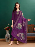 Hand Embroidered Kurta With Pant & Organza Printed Dupatta Premium, Multicolor - Hiral Fashion | Grocsy
