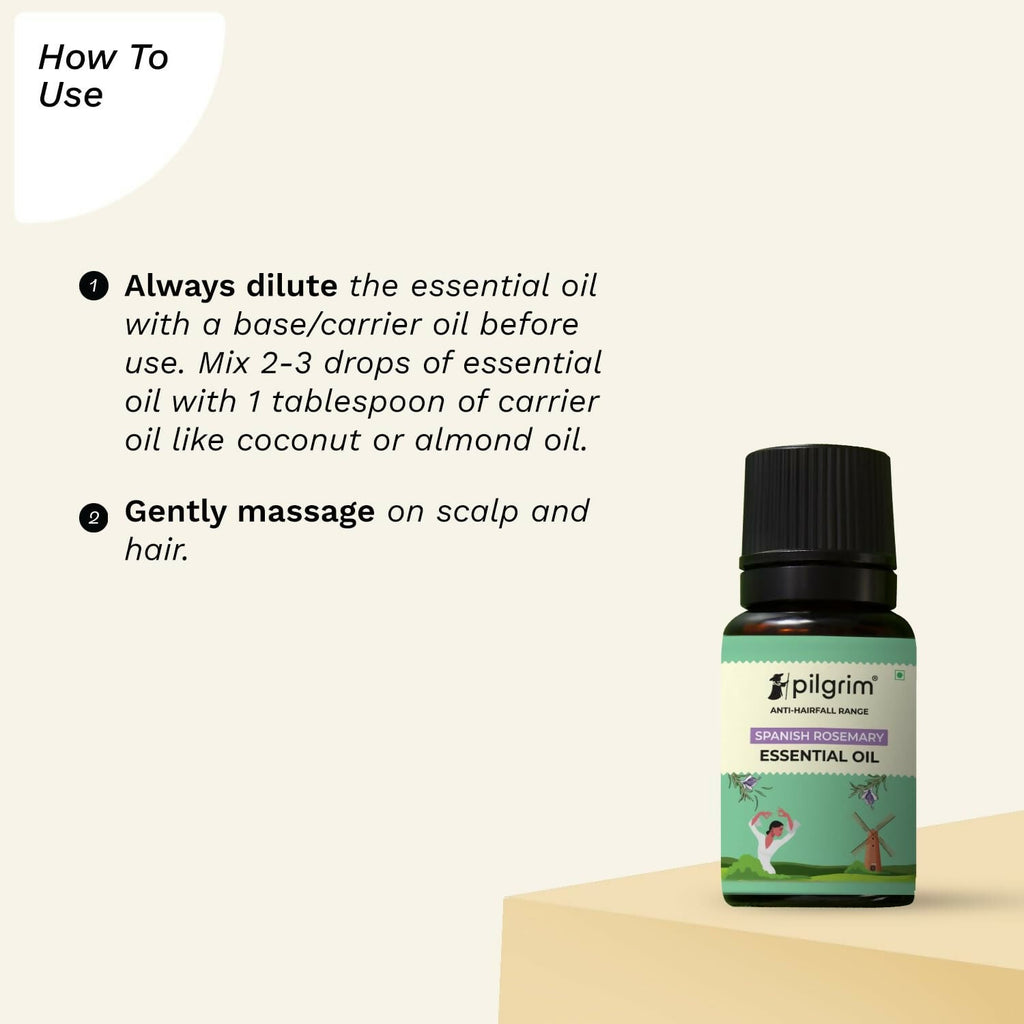 Pilgrim Spanish Rosemary Essential Oil For Hair Growth, Hair Fall Control & Hair Strengthening | Grocsy