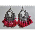 MS Fashion India Half Moon Pink Color Silk Thread Earrings | Grocsy