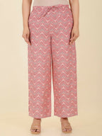 Aramya Pink Soft Cotton Floral Print A-line Kurta Set for Women | Grocsy