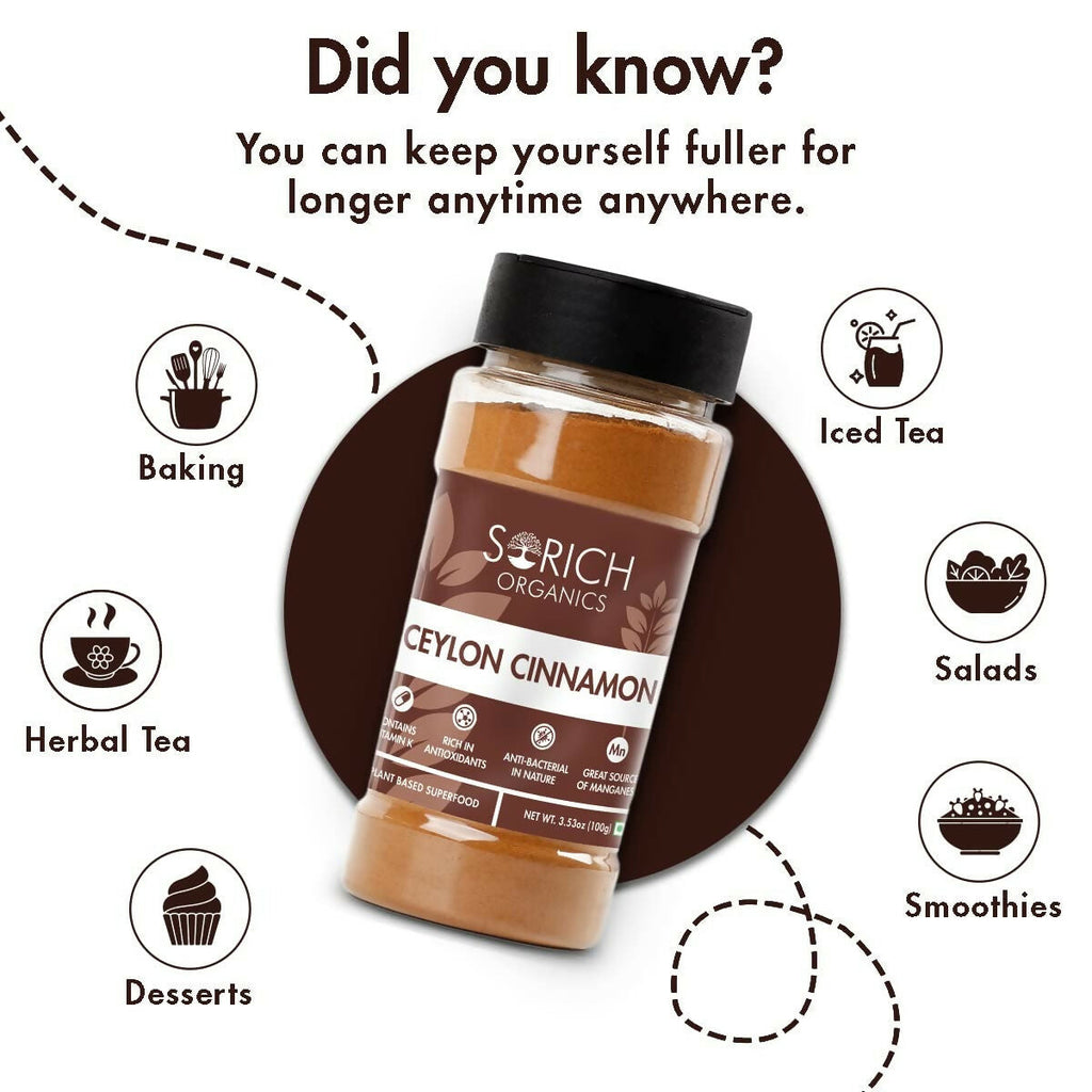 Sorich Organics Ceylon Cinamon Sticks Powder (Dalchini Powder) | Grocsy