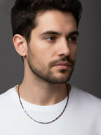 NVR Men's Handcrafted Multicolour Rhodium Plated Chain | Grocsy
