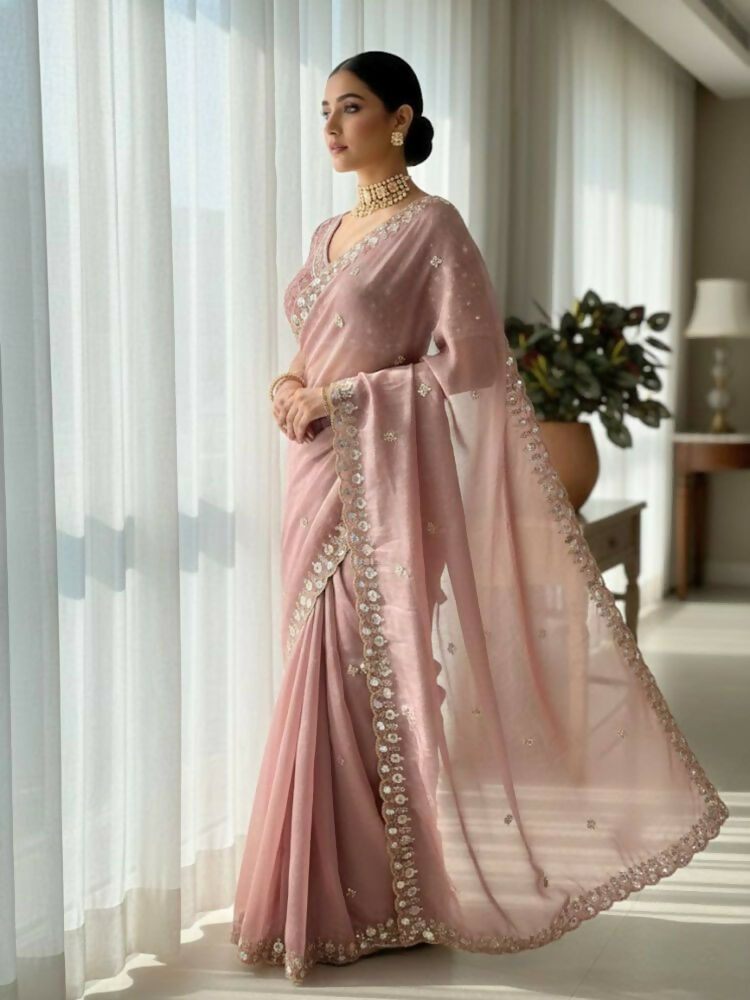 Joban Fashion Maroon Fandy Satin Silk Party Wear Sarees | Grocsy