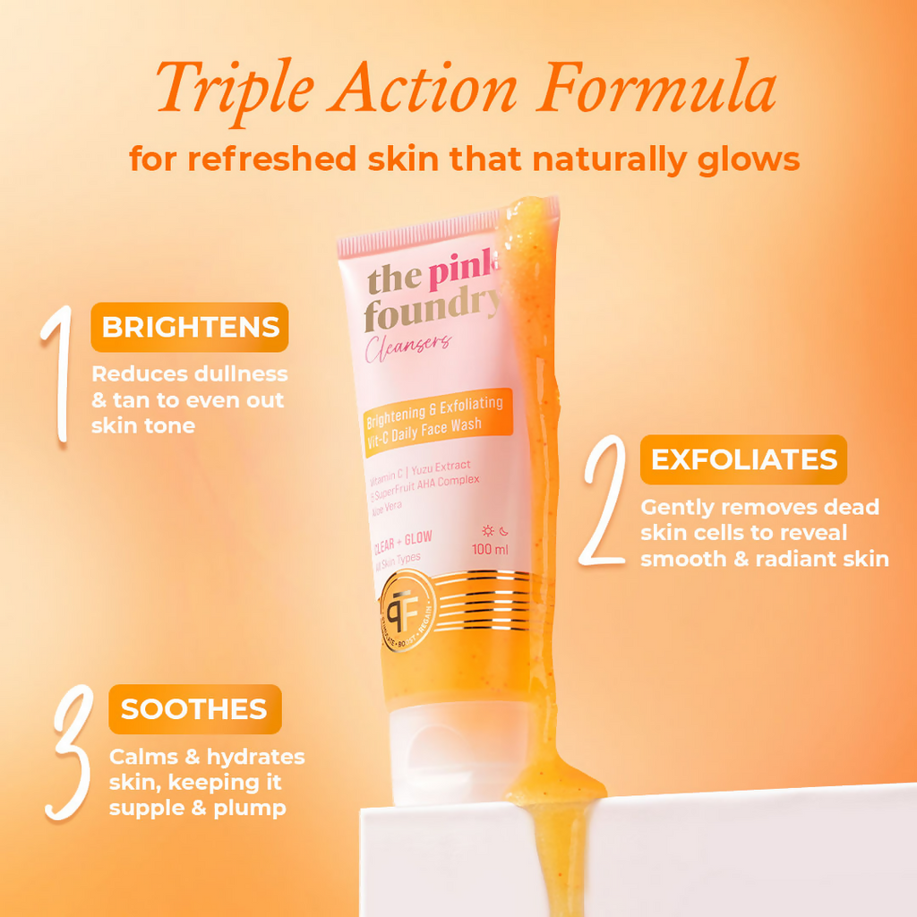 The Pink Foundry Brightening & Exfoliating Vit C Daily Face Wash | Grocsy