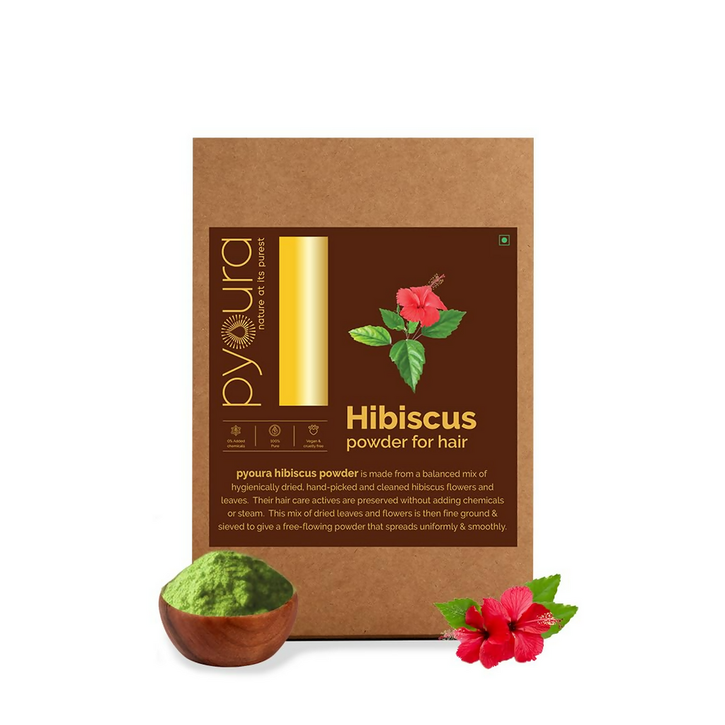 Pyoura Hibiscus Powder 100% Pure & Natural Blend Of Flowers & Leaves Hair Mask | Grocsy