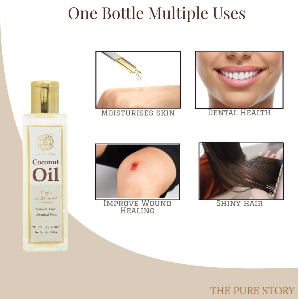 The Pure Story Natural Cold Pressed Coconut Hair Oil | Grocsy