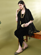 Sangria Embellished A-Line Kurta & Dhoti Pant With Dupatta | Grocsy