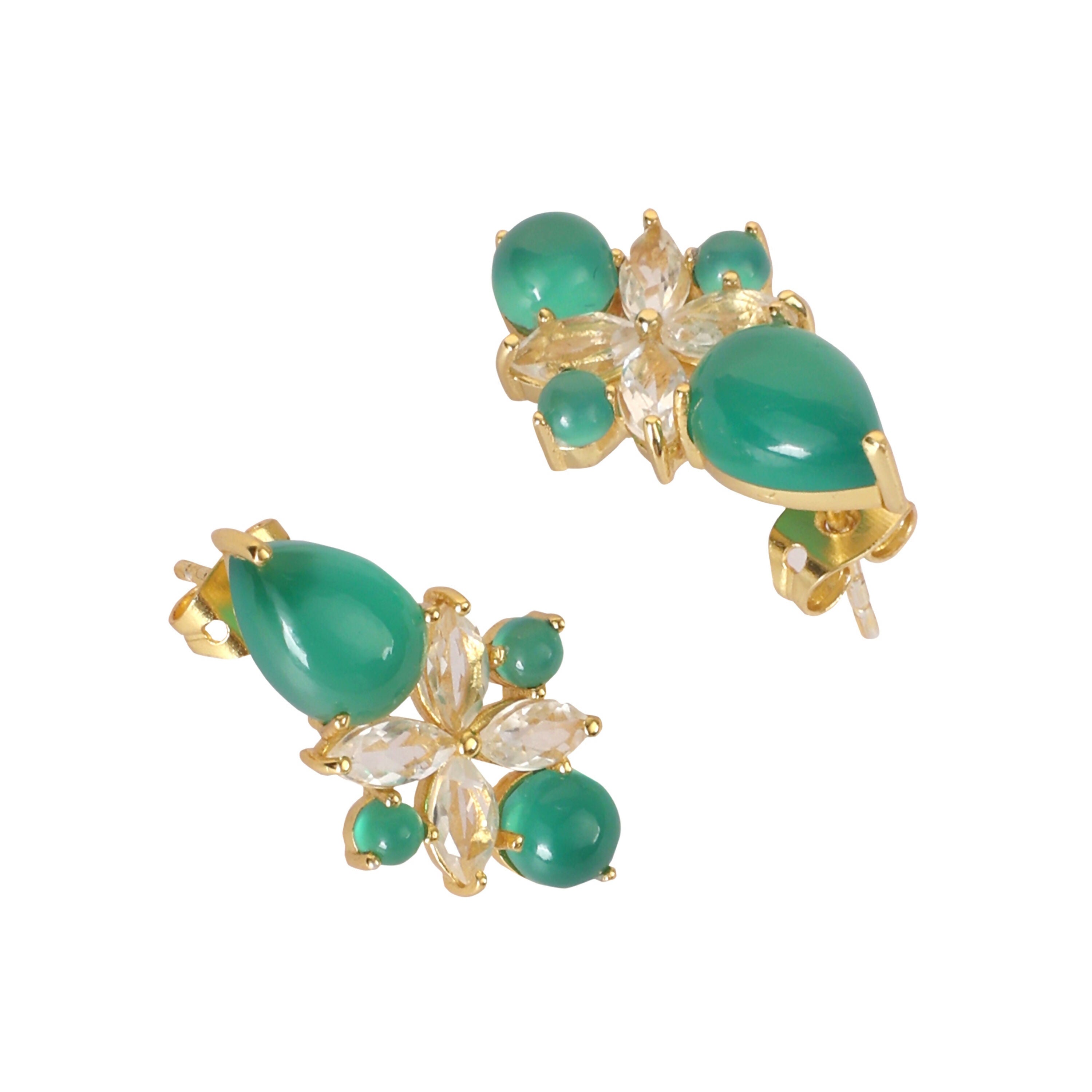Nuyug 18k Gold Plated Floral Diamond Glow Earrings | Grocsy
