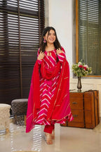 Aayaa Designer Printed Tebby Silk Suit - Multi Color | Grocsy