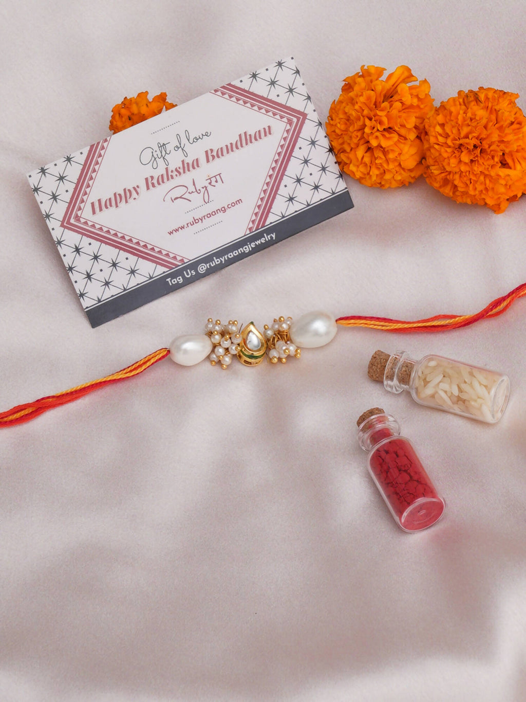 Designer kundan Rakhi - Ruby Raang | Grocsy