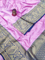 DEIANA'S Beautiful Designer Golden zari Soft Lichi Silk Saree - Pink | Grocsy