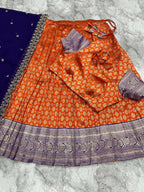 Teeya Creation New Womens Latest Embroidered Designer Lehenga Choli Set - Orange | Grocsy