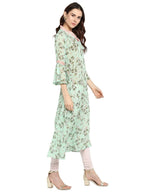 Ahalyaa Women's Yellow Geogette Digital Print Kurta | Grocsy