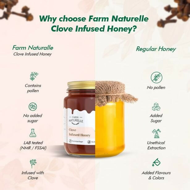 Farm Naturelle Clove Infused Honey - 100% Pure and Natural | Grocsy