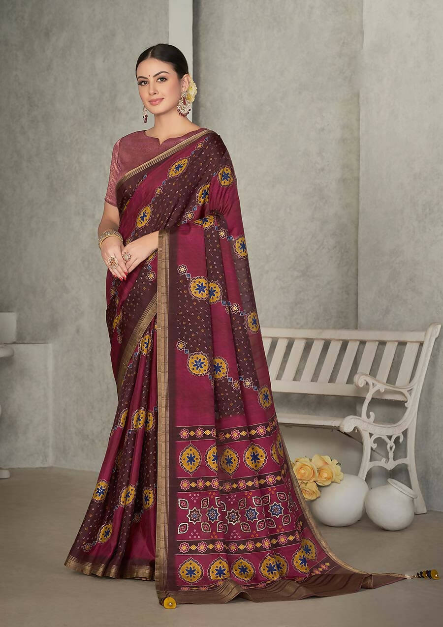 Maroon Rangkat Tussar Silk Woven Design Saree with Unstitched Blouse - Mohmanthan Eshani | Grocsy