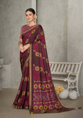 Maroon Rangkat Tussar Silk Woven Design Saree with Unstitched Blouse - Mohmanthan Eshani | Grocsy
