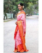 DEIANA'S Beautiful Designer Golden zari Soft Lichi Silk Saree - Peach | Grocsy