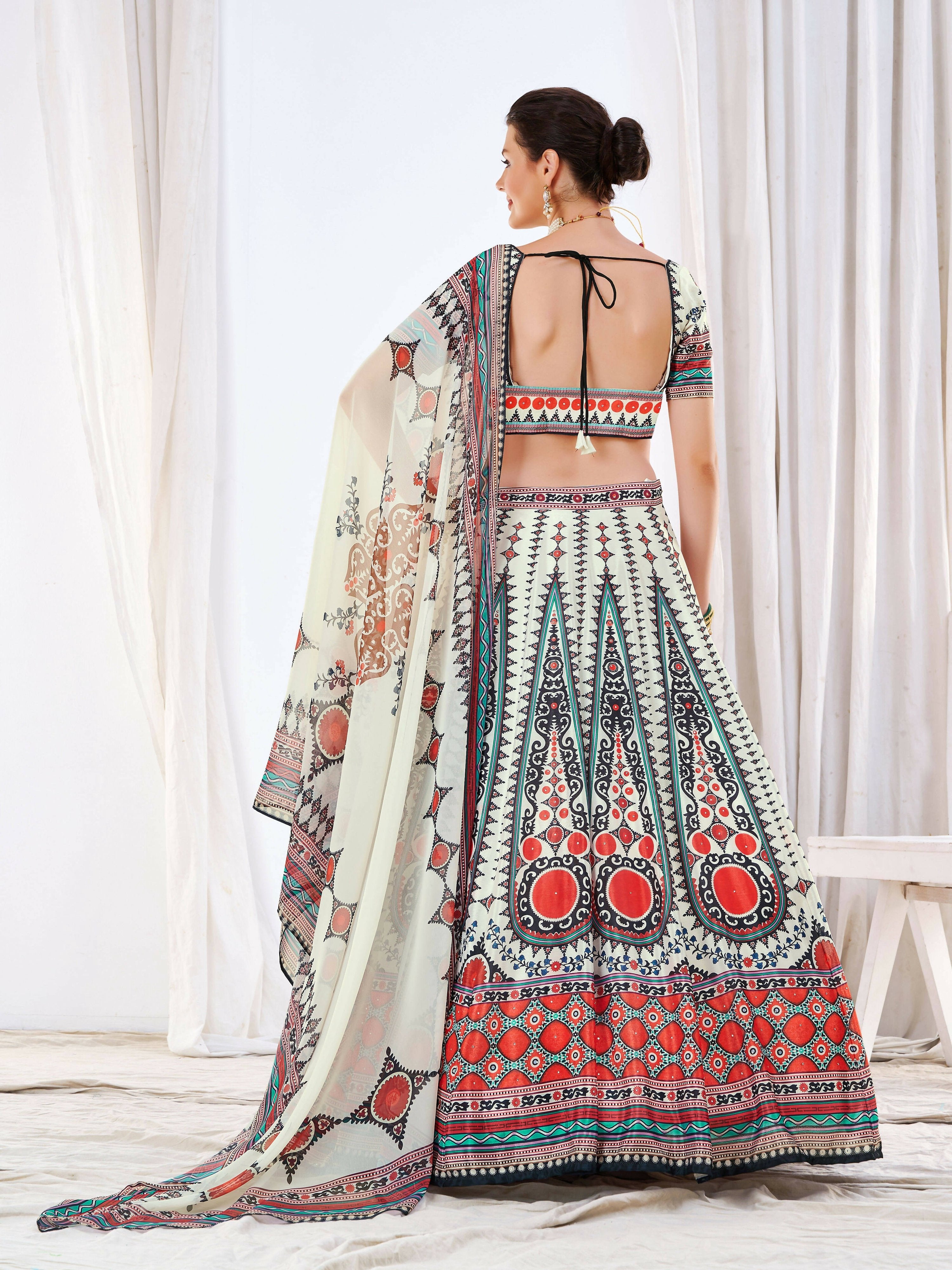 Wedding Designer White Chinon Lehengha Choli - Anbazaar | Grocsy