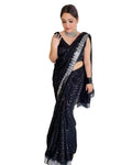 Vamika Embroidery Black Georgette Bollywood Saree | Grocsy
