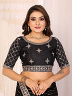 Vedant Vastram Georgette Embroidered & Sequin work Bollywood Fancy Saree - Black | Grocsy