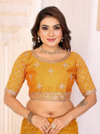Vedant Vastram Georgette Embroidered & Sequin work Bollywood Fancy Saree - Mustard | Grocsy